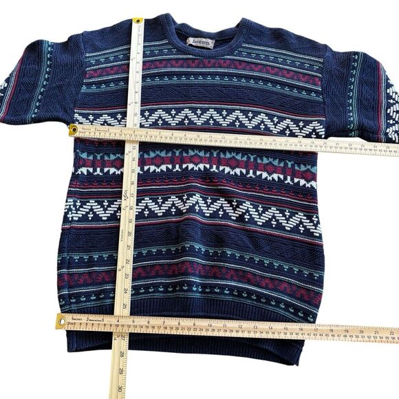 Vintage Jantzen Geo Striped Acrylic Sweater Size M Crewneck Grandpa Dad Preppy - Picture 5 of 8